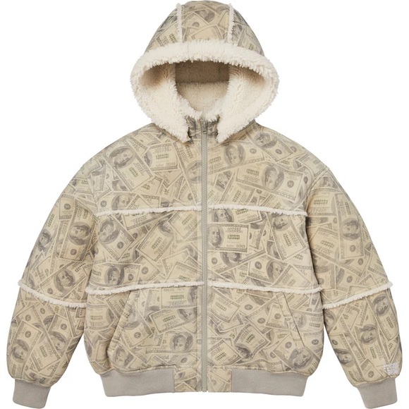 Supreme MM6 Maison Margiela Hooded Shearling Bomber Jacket Men’s XL - Picture 2 of 5